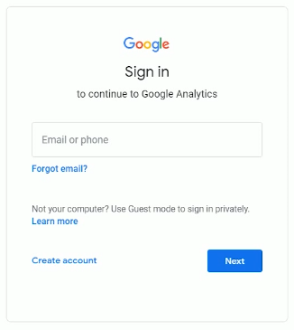 Sign in to your Google Analytics