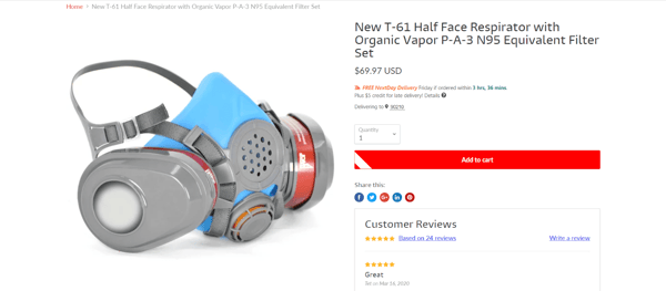 T-61 Half Face Respirator with Organic Vapor