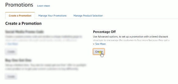 Create promotions amazon seller central percentage off