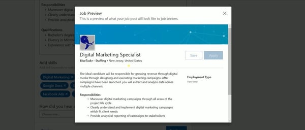 6 post job linkedin job preview