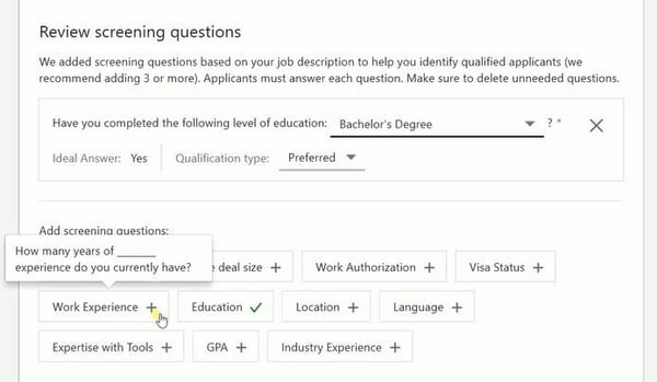 9 post job linkedin screening questions