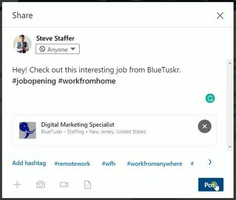 2 share linkedin feed promote job